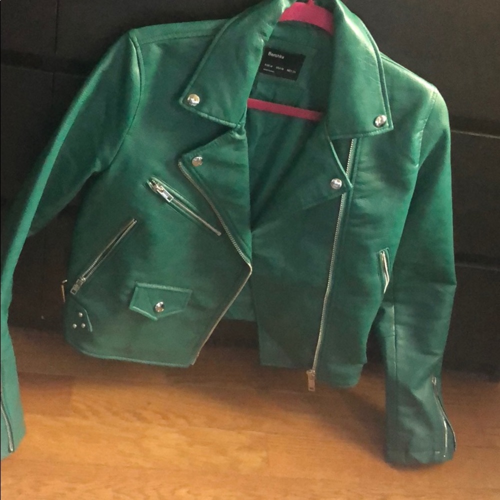 Faux leather moto jacket